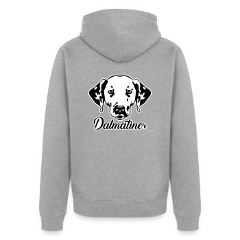 Dalmatiner - Unisex Premium Bio Zip Hoodie - Grau meliert - Hinten - Nico (187cm)