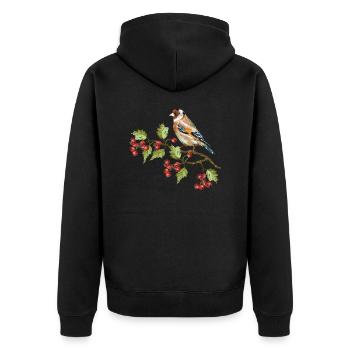 Bunter Vogel - Unisex Premium Bio Zip Hoodie - Schwarz - Hinten - Nico (187cm)