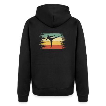 Kickboxer - Unisex Premium Organic Zip Hoodie - black - Back - Nico (187cm)