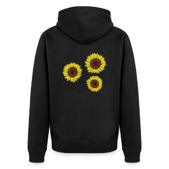 Sonnenblumen - Unisex Premium Bio Zip Hoodie - Schwarz - Hinten - Nico (187cm)