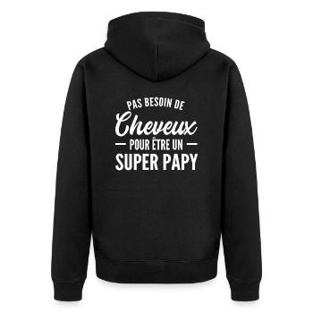 pas besoin de cheveux pour être un super papy - Veste à capuche bio Premium Unisexe - noir - Dos - Nico (187cm)