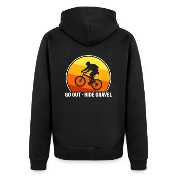 Go out – ride Gravel - Unisex Premium Organic Zip Hoodie - black - Back - Nico (187cm)