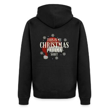 This Is My Christmas Pajama Shirt - Unisex Premium Organic Zip Hoodie - black - Back - Nico (187cm)