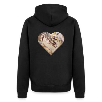 Fluid Art weiß rot Herz - Unisex Premium Bio Zip Hoodie - Schwarz - Hinten - Nico (187cm)