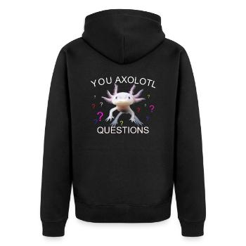 SIE AXOLOTL FRAGEN - Unisex Premium Bio Zip Hoodie - Schwarz - Hinten - Nico (187cm)