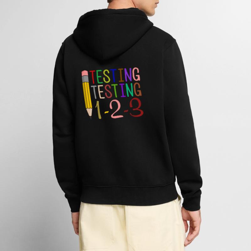 Testing, Testing, 1-2-3 Fun Gift Unisex Premium Organic Zip Hoodie