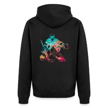 Cool ice hockey goalkeeper - Unisex Premium Organic Zip Hoodie - black - Back - Nico (187cm)