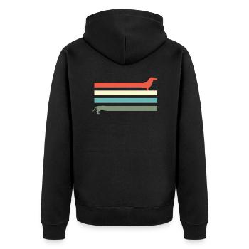 Dachshund Dachshund Gifts Retro - Unisex Premium Organic Zip Hoodie - black - Back - Nico (187cm)