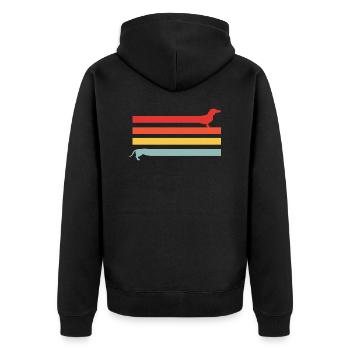 Dackel Teckel Dachshund Geschenke - Unisex Premium Bio Zip Hoodie - Schwarz - Hinten - Nico (187cm)