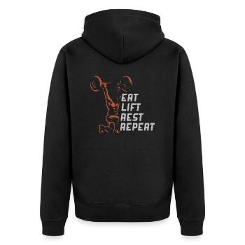 E.L.R.R - Unisex Premium Bio Zip Hoodie - Schwarz - Hinten - Nico (187cm)