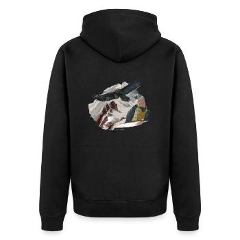 Bartgeier Dagmar Recka Bavaria Wally - Unisex Premium Bio Zip Hoodie - Schwarz - Hinten - Nico (187cm)