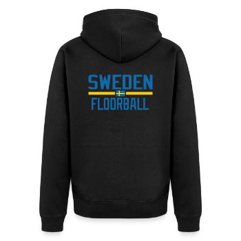 Schweden Unihockey - Unisex Premium Bio Zip Hoodie - Schwarz - Hinten - Nico (187cm)