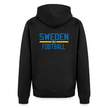 Sweden Football - Unisex Premium Organic Zip Hoodie - black - Back - Nico (187cm)