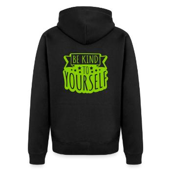 be kind to yourself - Unisex Premium Bio Zip Hoodie - Schwarz - Hinten - Nico (187cm)