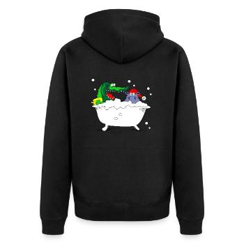 hippo bathtub snow hippo bath children kids kids - Unisex Premium Organic Zip Hoodie - black - Back - Nico (187cm)
