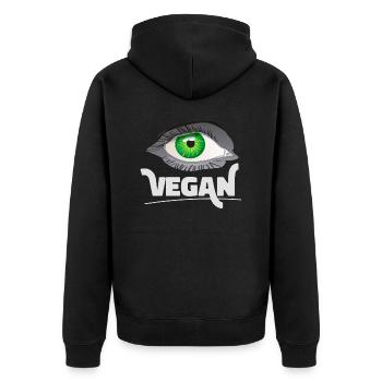 Vegan day - Unisex Premium Bio Zip Hoodie - Schwarz - Hinten - Nico (187cm)