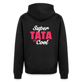 cadeau humour tata / super tata cool - Veste à capuche bio Premium Unisexe - noir - Dos - Nico (187cm)