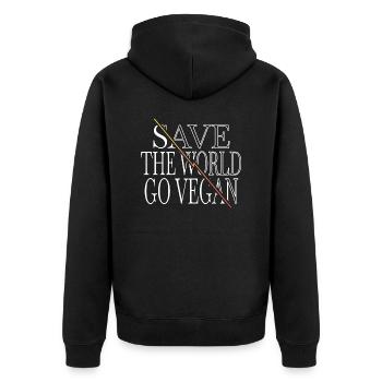 veganism birthday present statement present idea - Unisex Premium Organic Zip Hoodie - black - Back - Nico (187cm)