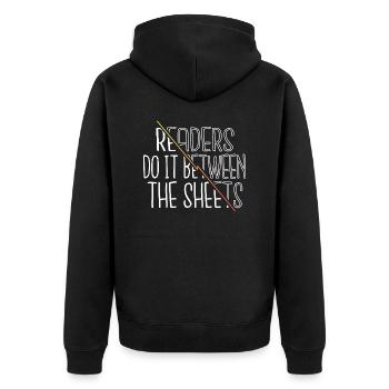school book lover feminine love comics book worm - Unisex Premium Bio Zip Hoodie - Schwarz - Hinten - Nico (187cm)