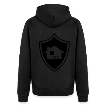 Haus Immobilie Wappen - Unisex Premium Bio Zip Hoodie - Schwarz - Hinten - Nico (187cm)