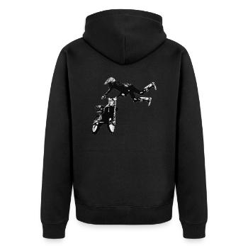 Motocross Racing T-Shirt Enduro T Shirt Supercross - Unisex Premium Bio Zip Hoodie - Schwarz - Hinten - Nico (187cm)