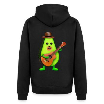 Avocado Rocker - Musical Fun - Unisex Premium Organic Zip Hoodie - black - Back - Nico (187cm)
