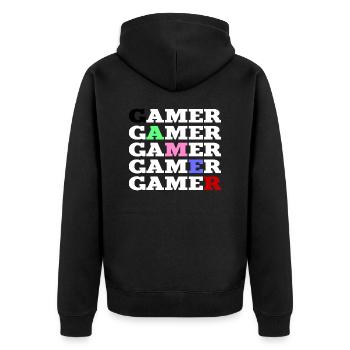 Gamer colorée et blanc - Veste à capuche bio Premium Unisexe - noir - Dos - Nico (187cm)