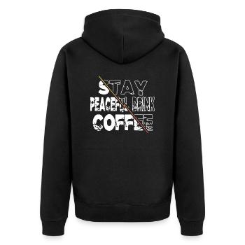 latte cool statement drinking mug caffeine jokes - Unisex Premium Bio Zip Hoodie - Schwarz - Hinten - Nico (187cm)