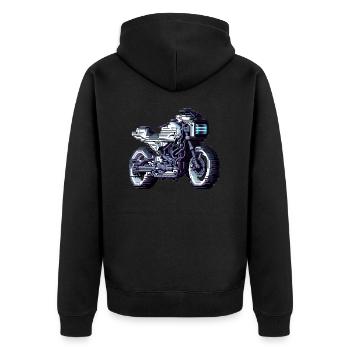 La saison moto a depuis longtemps commencé en 8 bits - Veste à capuche bio Premium Unisexe - noir - Dos - Nico (187cm)