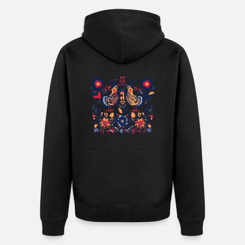 Les oiseaux vintage - Veste à capuche bio Premium Unisexe - noir