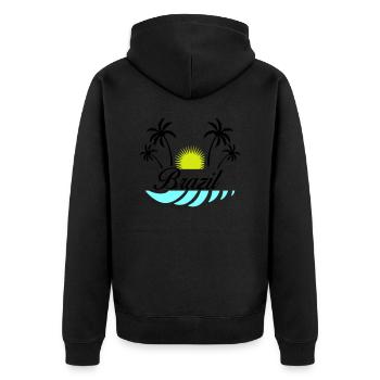 brazil - Unisex Premium Bio Zip Hoodie - Schwarz - Hinten - Nico (187cm)