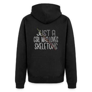 Skeletal Anatomy Geek Dead Happy Funny Quote - Unisex Premium Organic Zip Hoodie - black - Back - Nico (187cm)