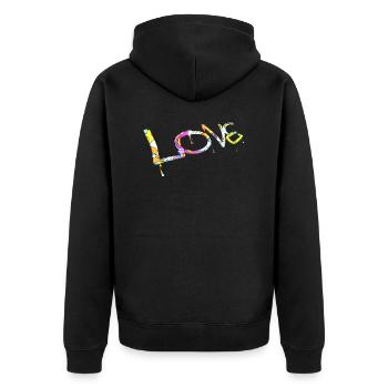 Graffiti-Stil Splash Hip-Hop-Farben Maler Liebe - Unisex Premium Bio Zip Hoodie - Schwarz - Hinten - Nico (187cm)