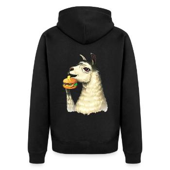 Lama mangeur de cheeseburger - Veste à capuche bio Premium Unisexe - noir - Dos - Nico (187cm)