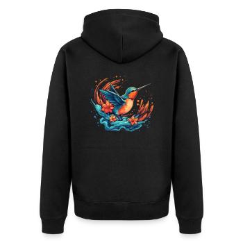 Oiseau explosion de fleurs - Veste à capuche bio Premium Unisexe - noir - Dos - Nico (187cm)