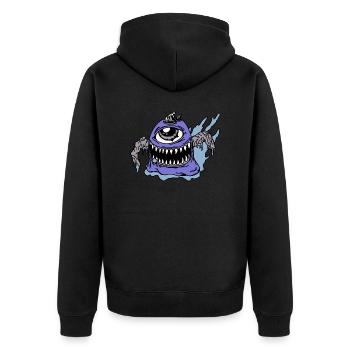 Monster - Unisex Premium Bio Zip Hoodie - Schwarz - Hinten - Nico (187cm)