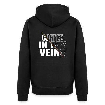 funny coffee lover jokes cool present coffeebean - Unisex Premium Bio Zip Hoodie - Schwarz - Hinten - Nico (187cm)