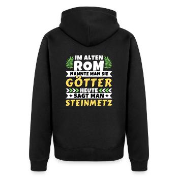 Im alten Rom waren Sie Götter. Heute Steinmetz - Unisex Premium Bio Zip Hoodie - Schwarz - Hinten - Nico (187cm)