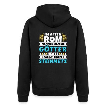 Im alten Rom waren Sie Götter. Heute Steinmetz - Unisex Premium Bio Zip Hoodie - Schwarz - Hinten - Nico (187cm)