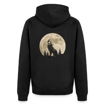 Wolf Moon Forest - Unisex Premium Organic Zip Hoodie - black - Back - Nico (187cm)