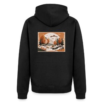 Rivière qui coule (Collection d’automne #3) - Veste à capuche bio Premium Unisexe - noir - Dos - Nico (187cm)