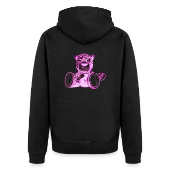 Creepy Teddy Pink - Unisex Premium Organic Zip Hoodie - black - Back - Nico (187cm)