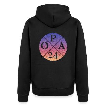 OPA24, opa 2024, grandfather, Opa 24 - Unisex Premium Bio Zip Hoodie - Schwarz - Hinten - Nico (187cm)
