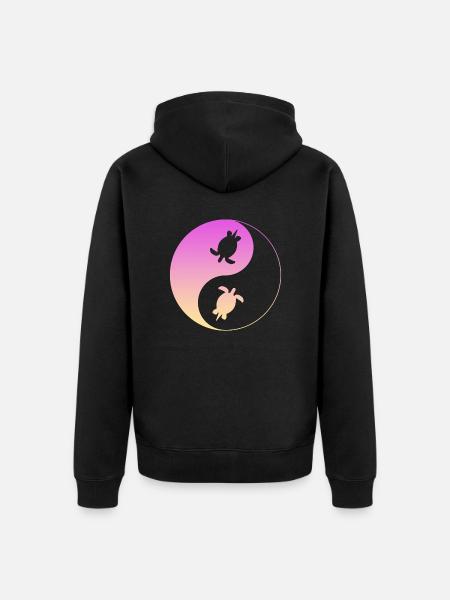 Schildkröte yin yang - Unisex Premium Bio Zip Hoodie - Schwarz