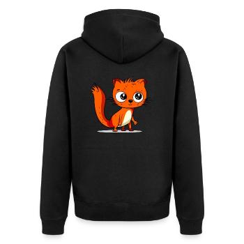 Kiki das Eichhörnchen - Unisex Premium Bio Zip Hoodie - Schwarz - Hinten - Nico (187cm)