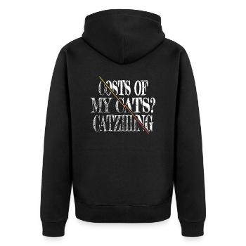 cats humor cat face hoodies and sweatshirts kitty - Unisex Premium Bio Zip Hoodie - Schwarz - Hinten - Nico (187cm)