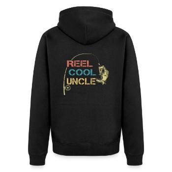 Rolle Cool Onkel Angeln Papa Vatertag Papa - Unisex Premium Bio Zip Hoodie - Schwarz - Hinten - Nico (187cm)