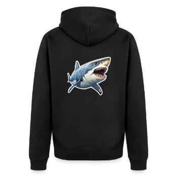 Hai - Unisex Premium Bio Zip Hoodie - Schwarz - Hinten - Nico (187cm)