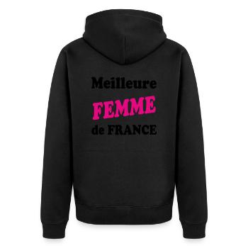 Beste FRAU Frankreichs - Unisex Premium Bio Zip Hoodie - Schwarz - Hinten - Nico (187cm)