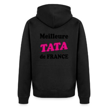 Beste/r/s TATA in Frankreich - Unisex Premium Bio Zip Hoodie - Schwarz - Hinten - Nico (187cm)